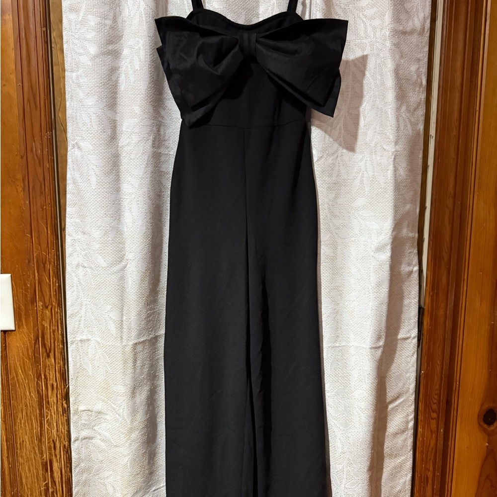 Elegant Black Jumpsuit with Bow Detail